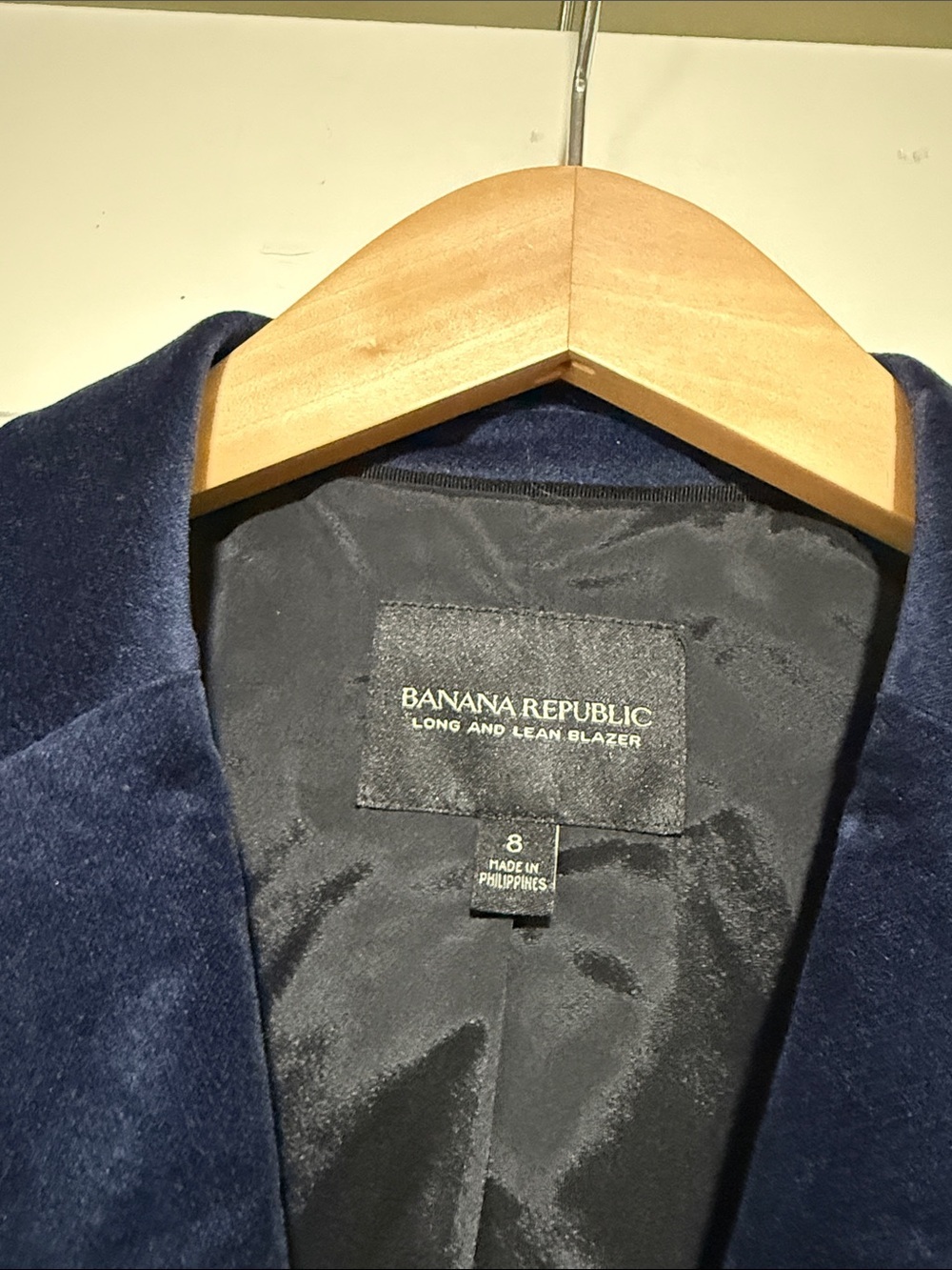 Banana Republic blue Velvet Blazer Single Button academia preppy posh 8 - Picture 3 of 7